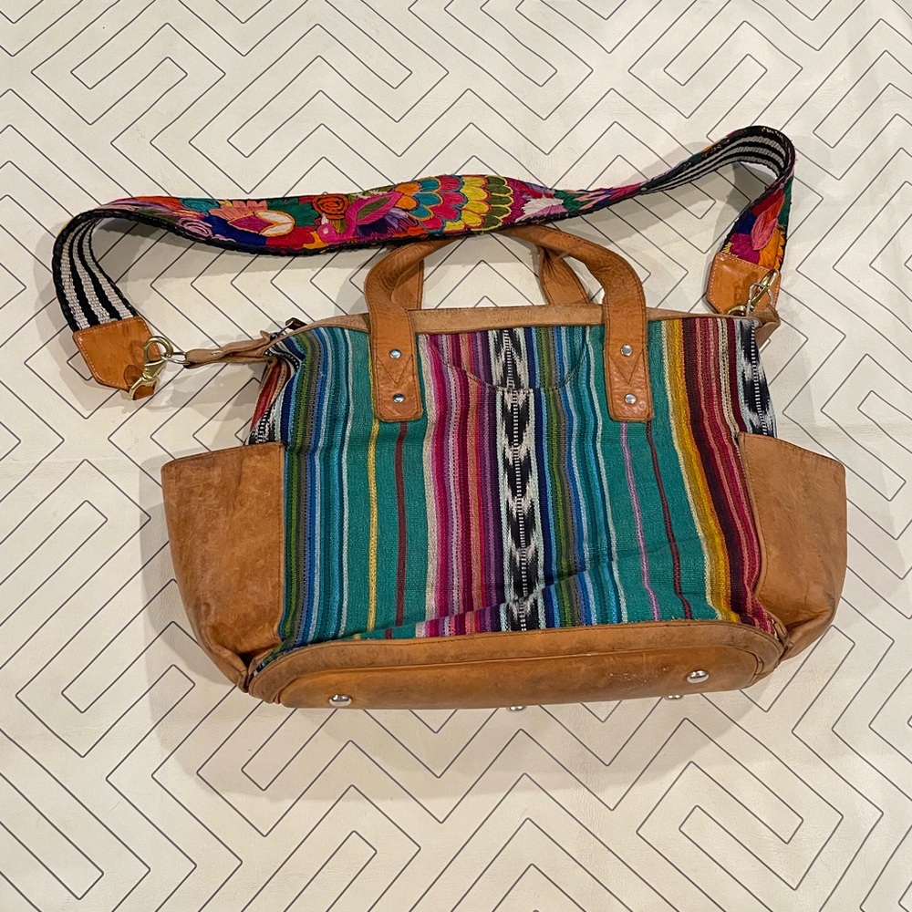 Nena & Co. Vintage Guatemalan Fabric and Leather Convertible Backpack